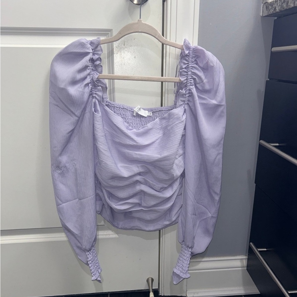 Astr Light Purple Ruched Blouse